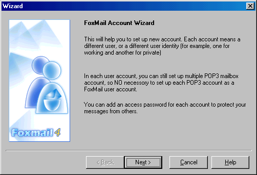 FoxMail account wizard (englisch)