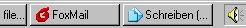 FoxMail in der Taskbar (deutsche Sprachdatei von http://f.uchzeichen.de verwendet)